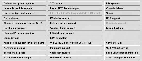 Kernelkonfiguration - Hauptmen&uuml;