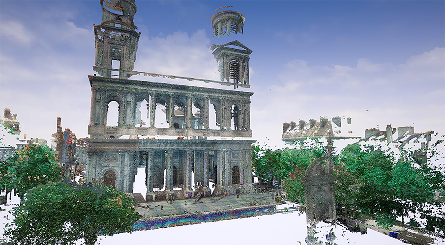 Huge Point Cloud visualized using our renderer.